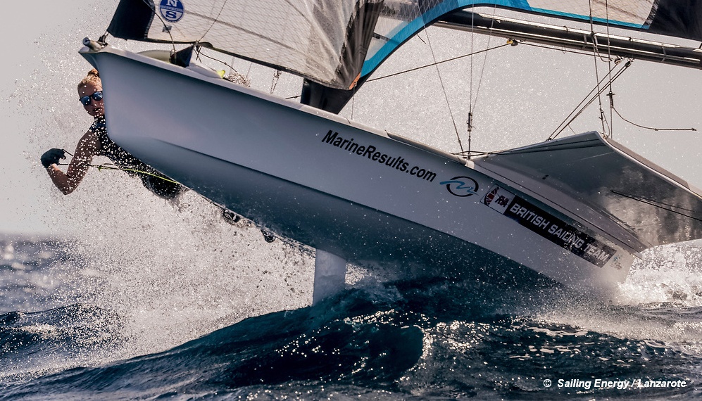 Lanzarote - 49erFX GBR Wavejump