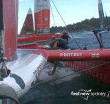 SailGP Sydney - GBR Matt Gotrel Overboard in Race 1