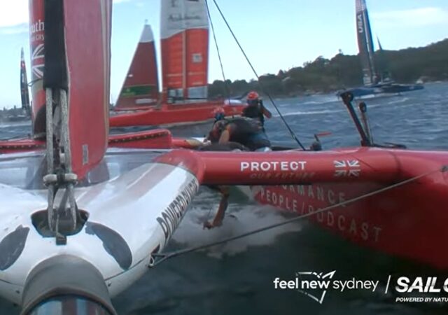 SailGP Sydney - GBR Matt Gotrel Overboard in Race 1