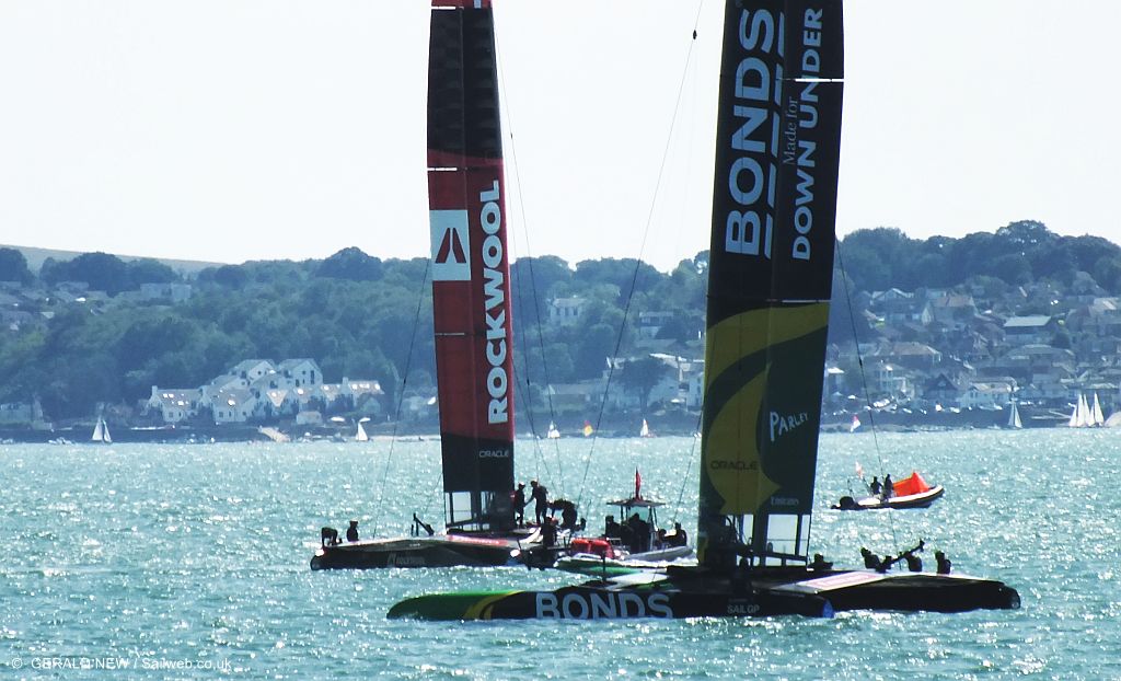 SailGP DEN and AUS Teams Practice off Portsmouth UK