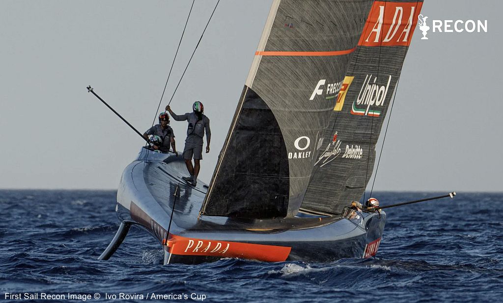 AC38 Luna Rossa 1st Sail Bow On