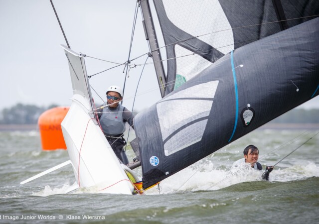2026 Junior Worlds Day 1 49er Capsize