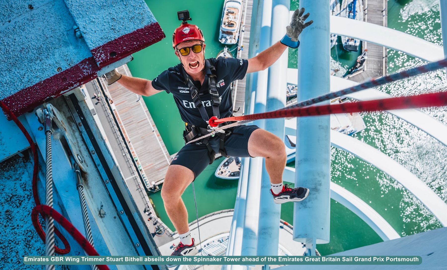 SailGP Stu Bithell Abseils Spinnaker Tower